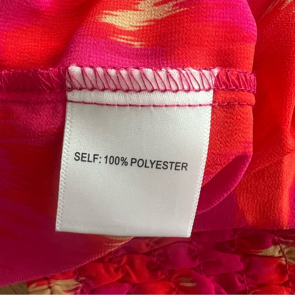 Rose + Olive Orange Pink Smocked Sleeveless Peplum Tank Top‎ Medium - Picture 8 of 8